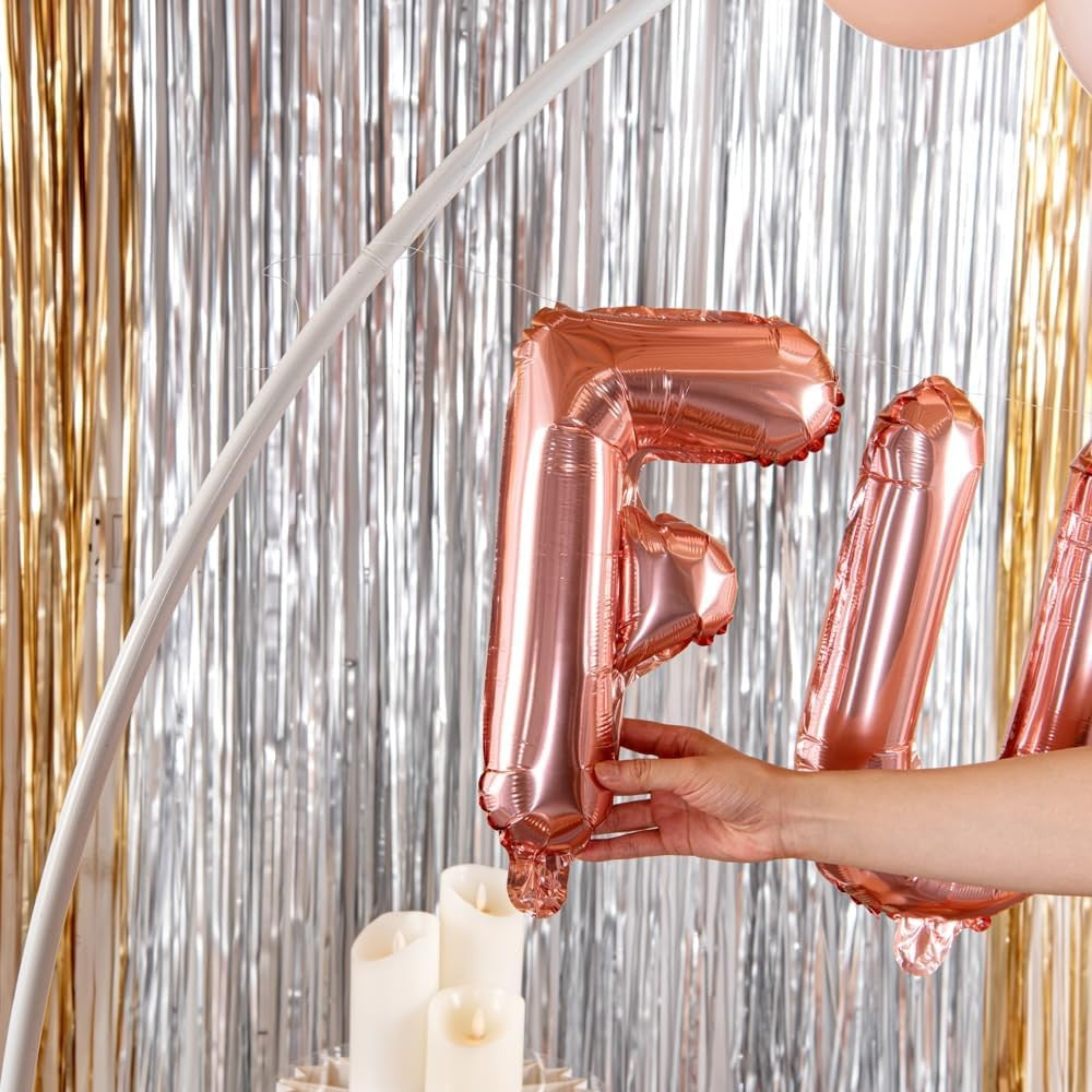 Balon Folie Metalizata Litera F, Vivimall, 40 cm, Umflati cu Heliu sau Aer, Ambalaj Individual, Pai inclus, Rose Gold - vivimall.ro