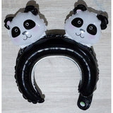 Balon din Folie Metalizata, Vivimall, Tip Coronita cu Urechi, Model Panda, Ambalaj Individual, Pai Inclus, Umflare cu Aer sau Heliu, 30 x 27 cm, Albastru - vivimall.ro