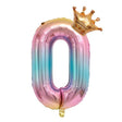 Balon folie metalizată cifra 0 cu design gradient, 80 cm, vedere frontală completă