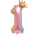 Balon din Folie Metalizata, Vivimall, Figurina Cifra Gradient, Tema Aniversare 80 cm, Ambalaj Individual, Pai inclus, Umflare cu Aer sau Heliu, Coronita, Cifra 1 - vivimall.ro