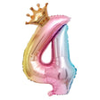 Balon din Folie Metalizata, Vivimall, Figurina Cifra Gradient, Tema Aniversare 80 cm, Ambalaj Individual, Pai inclus, Umflare cu Aer sau Heliu, Coronita, Cifra 4 - vivimall.ro