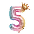 Balon din Folie Metalizata, Vivimall, Figurina Cifra Gradient, Tema Aniversare 80 cm, Ambalaj Individual, Pai inclus, Umflare cu Aer sau Heliu, Coronita, Cifra 5 - vivimall.ro