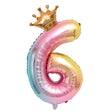 Balon folie metalizată cifra 6, design gradient multicolor, 80 cm, vedere frontală