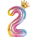 Balon Din Folie Metalizata, Figurina Cifra Gradient, Tema Aniversare 80 Cm, Ambalaj Individual, Pai Inclus, Umflare Cu Aer Sau Heliu, Coronita, Cifra 2 - vivimall.ro