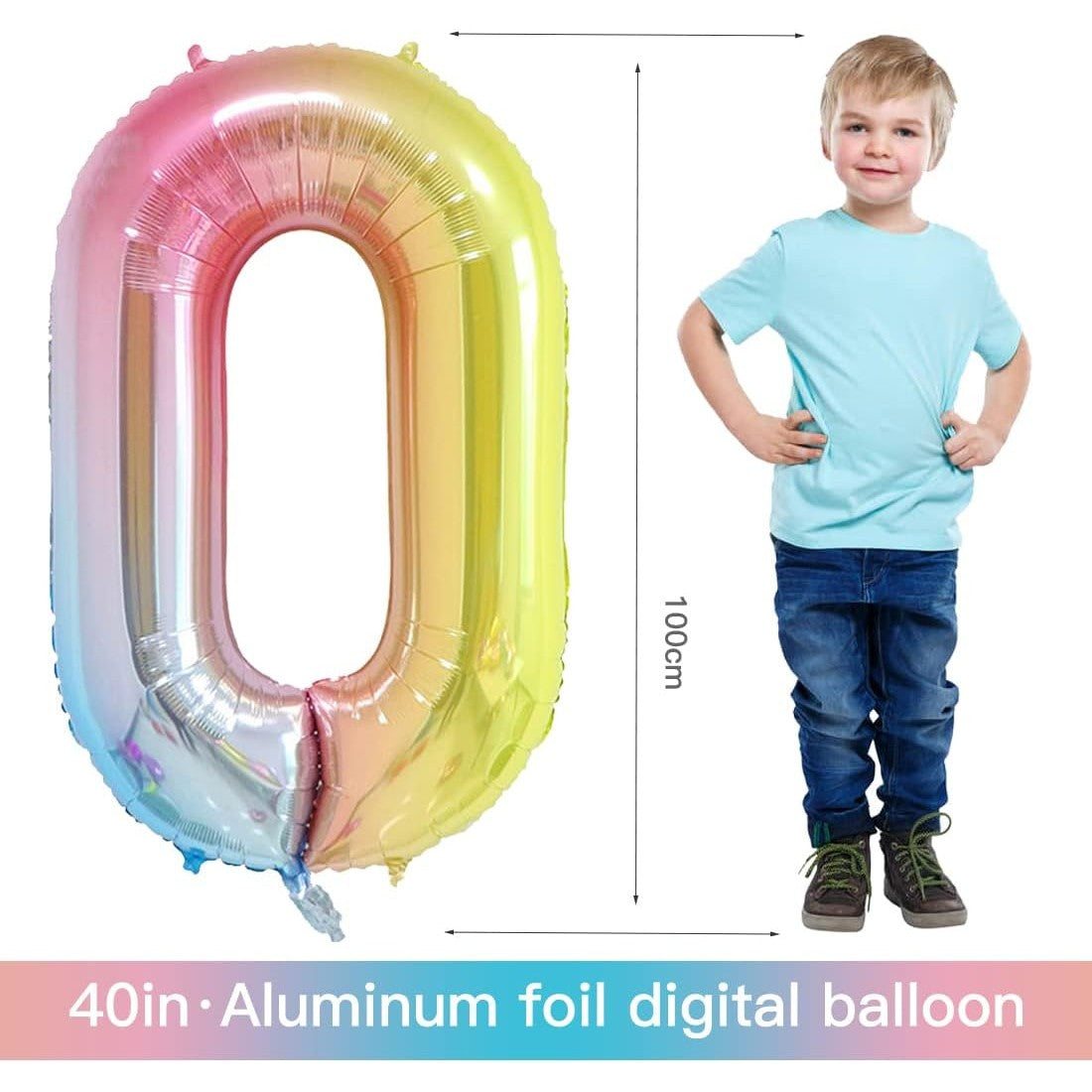 Balon din Folie Metalizata Gradient Vivimall, Figurina Cifra, Tema Aniversare 100 cm, Ambalaj Individual, Pai inclus, Umflare cu Aer sau Heliu, Multicolor, Cifra 0 - vivimall.ro