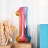Balon din Folie Metalizata Gradient Vivimall, Figurina Cifra, Tema Aniversare 100 cm, Ambalaj Individual, Pai inclus, Umflare cu Aer sau Heliu, Multicolor, Cifra 1 - vivimall.ro