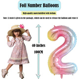 Balon din Folie Metalizata Gradient Vivimall, Figurina Cifra, Tema Aniversare 100 cm, Ambalaj Individual, Pai inclus, Umflare cu Aer sau Heliu, Multicolor, Cifra 2 - vivimall.ro