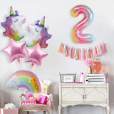 Balon din Folie Metalizata Gradient Vivimall, Figurina Cifra, Tema Aniversare 100 cm, Ambalaj Individual, Pai inclus, Umflare cu Aer sau Heliu, Multicolor, Cifra 2 - vivimall.ro