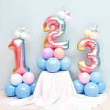 Balon din Folie Metalizata Gradient Vivimall, Figurina Cifra, Tema Aniversare 100 cm, Ambalaj Individual, Pai inclus, Umflare cu Aer sau Heliu, Multicolor, Cifra 3 - vivimall.ro