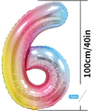 Balon din Folie Metalizata Gradient Vivimall, Figurina Cifra, Tema Aniversare 100 cm, Ambalaj Individual, Pai inclus, Umflare cu Aer sau Heliu, Multicolor, Cifra 6 - vivimall.ro
