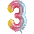 Balon din Folie Metalizata Gradient Vivimall, Figurina Cifra, Tema Aniversare 100 cm, Ambalaj Individual, Pai inclus, Umflare cu Aer sau Heliu, Multicolor, Cifra 3 - vivimall.ro