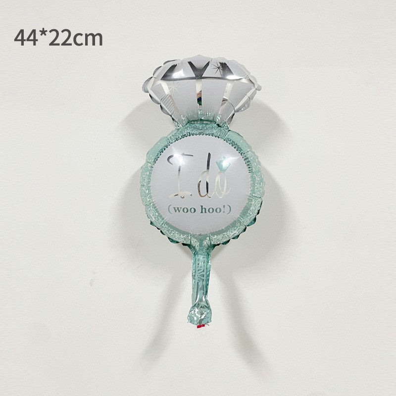 Balon din Folie Metalizata, Vivimall, Mini Figurine Nunta, Model Inel de Logodna, Tematica Cerere in Casatorie, 46x23 cm, Ambalaj Individual, Pai Inclus, Umflare cu Aer sau Heliu, Albastru - vivimall.ro