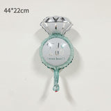 Balon din Folie Metalizata, Vivimall, Mini Figurine Nunta, Model Inel de Logodna, Tematica Cerere in Casatorie, 46x23 cm, Ambalaj Individual, Pai Inclus, Umflare cu Aer sau Heliu, Albastru - vivimall.ro