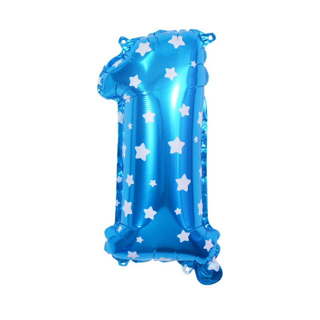 Balon din Folie Metalizata Vivimall, Figurina Cifra, Imprimeu Stele, Tema Aniversare 80 cm, Ambalaj Individual, Pai inclus, Umflare cu Aer sau Heliu, Albastru, Cifra 1 - vivimall.ro