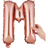 Balon Folie Metalizata Litera M, Vivimall, 40 cm, Umflati cu Heliu sau Aer, Ambalaj Individual, Pai inclus, Rose Gold - vivimall.ro