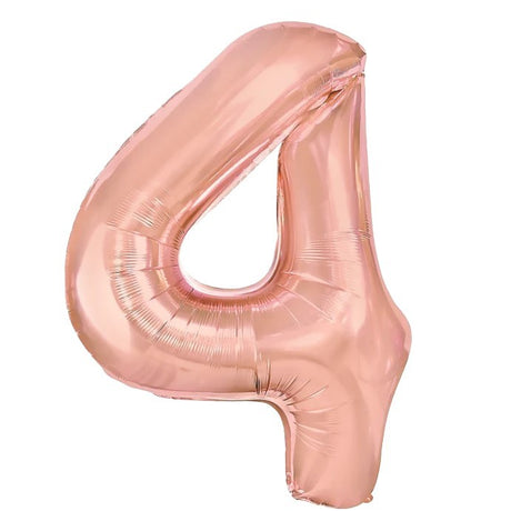 Balon din Folie Metalizata Vivimall, Figurina Cifra, Tema Aniversare 100 cm, Ambalaj Individual, Pai inclus, Umflare cu Aer sau Heliu, Coral, Rose, Cifra 4 - vivimall.ro