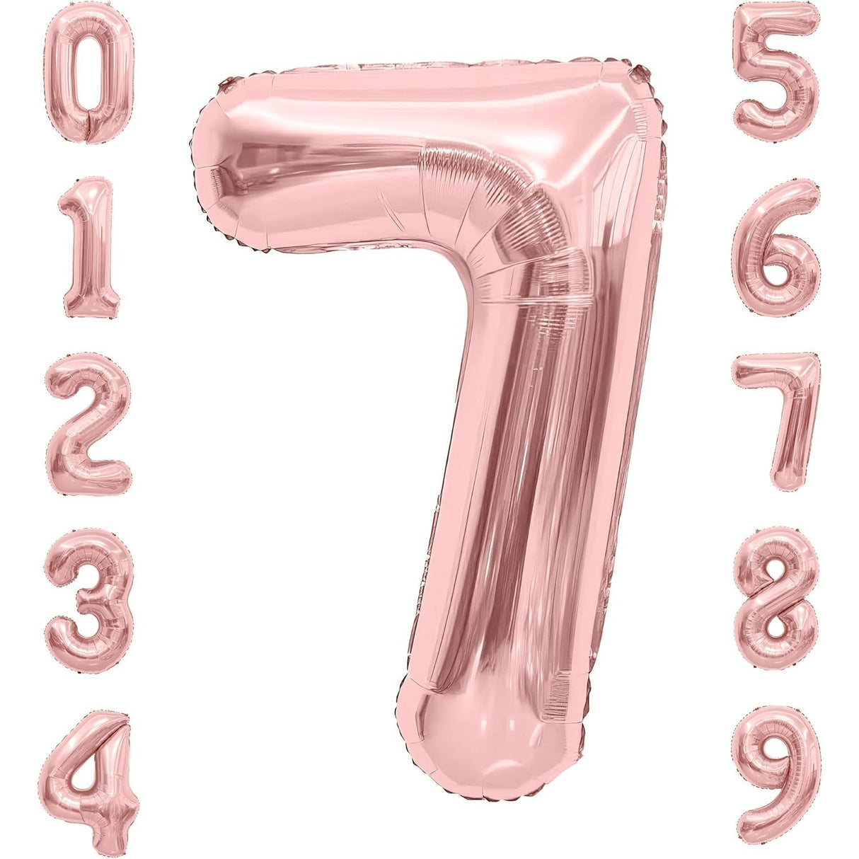 Balon din Folie Metalizata Vivimall, Figurina Cifra, Tema Aniversare 100 cm, Ambalaj Individual, Pai inclus, Umflare cu Aer sau Heliu, Coral, Rose, Cifra 7 - vivimall.ro