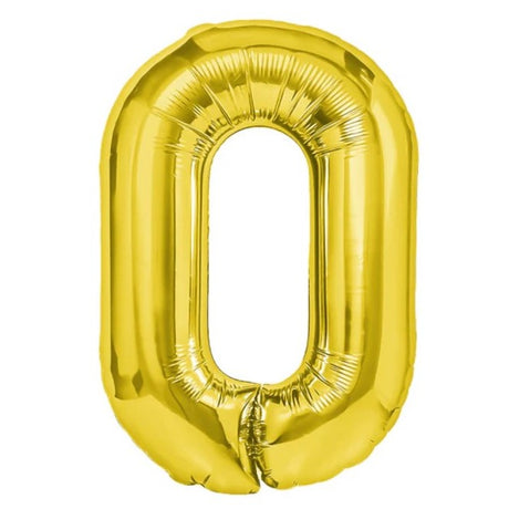 Fém fólia lufi, Számfigura, Születésnapi Motívum 40 cm, Egyedi csomagolás, Szalma mellékelve, Fújható levegővel vagy héliummal, 0-ás szám