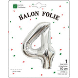 Balon Din Folie Metalizata, Figurina Cifra, Tema Aniversare 80 Cm, Ambalaj Individual, Pai Inclus, Umflare Cu Aer Sau Heliu, Cifra 4 - vivimall.ro