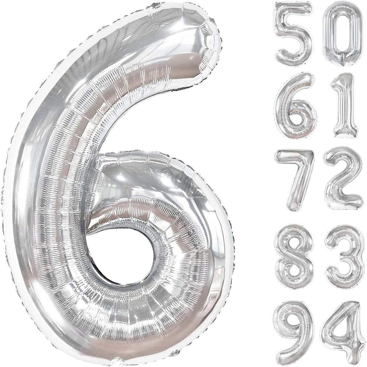 Balon Din Folie Metalizata, Figurina Cifra, Tema Aniversare 80 Cm, Ambalaj Individual, Pai Inclus, Umflare Cu Aer Sau Heliu, Cifra 6 - vivimall.ro