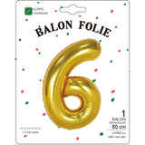 Fólia lufi, Számfigura, Születésnapi Motívum 80 cm, Egyedi csomagolás, Szalma mellékelve, Fújható levegővel vagy héliummal, 6-os szám