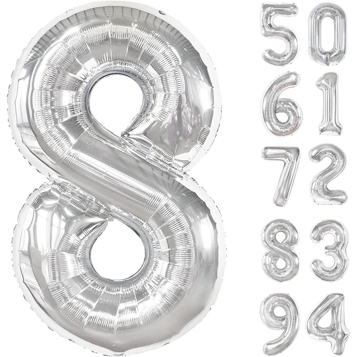 Balon Din Folie Metalizata, Figurina Cifra, Tema Aniversare 80 Cm, Ambalaj Individual, Pai Inclus, Umflare Cu Aer Sau Heliu, Cifra 8 - vivimall.ro