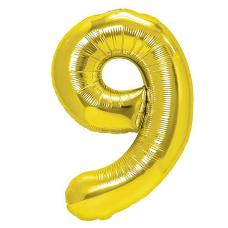 Fólia lufi, Számfigura, Születésnapi Motívum 80 cm, Egyedi csomagolás, Szalma mellékelve, Fújható levegővel vagy héliummal, 9-es Szám