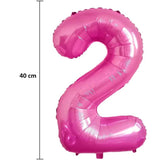 Fólia lufi, Számfigura, Születésnapi Motívum 40 cm, Egyedi csomagolás, Szalma mellékelve, Fújható levegővel vagy héliummal, 2-es szám