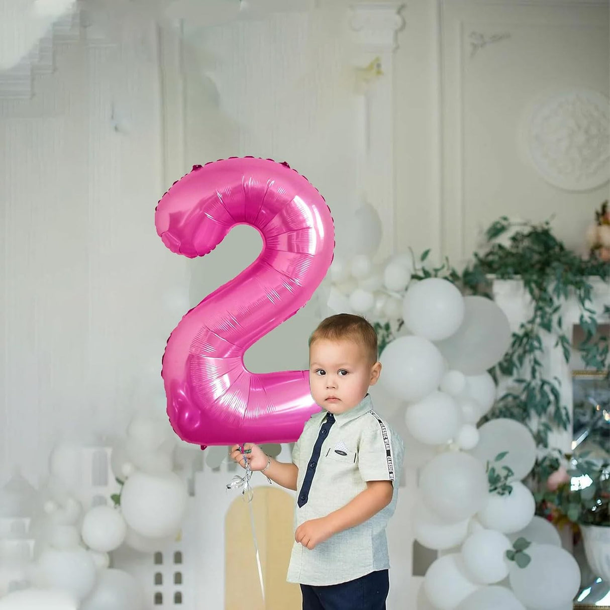 Fólia lufi, Számfigura, Születésnapi Motívum 40 cm, Egyedi csomagolás, Szalma mellékelve, Fújható levegővel vagy héliummal, 2-es szám
