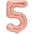 Balon din Folie Metalizata Vivimall, Figurina Cifra, Tema Aniversare 40 cm, Ambalaj Individual, Pai inclus, Umflare cu Aer sau Heliu, Rose Gold, Cifra 5 - vivimall.ro