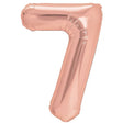 Balon din Folie Metalizata Vivimall, Figurina Cifra, Tema Aniversare 40 cm, Ambalaj Individual, Pai inclus, Umflare cu Aer sau Heliu, Rose Gold, Cifra 7 - vivimall.ro