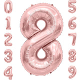Balon din Folie Metalizata Vivimall, Figurina Cifra, Tema Aniversare 40 cm, Ambalaj Individual, Pai inclus, Umflare cu Aer sau Heliu, Rose Gold, Cifra 8 - vivimall.ro