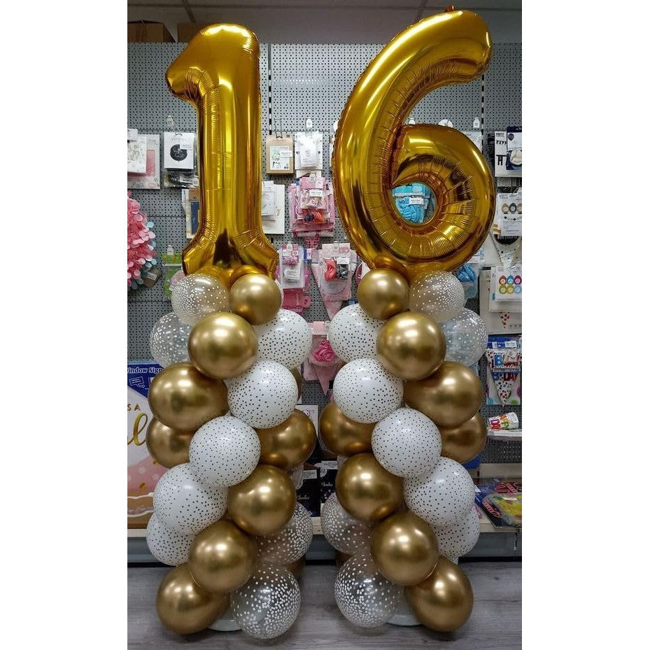 Fém fólia lufi figura, születésnapi témájú 40 cm, egyedi csomagolás, szívószállal, felfújható levegővel vagy héliummal, 6-os szám
