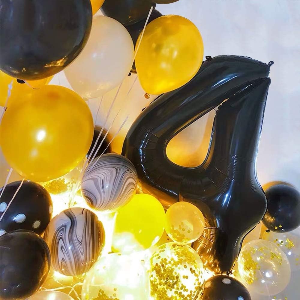 Balon Din Folie Metalizata, Figurina Cifra, Tema Aniversare 80 Cm, Ambalaj Individual, Pai Inclus, Umflare Cu Aer Sau Heliu, Cifra 4 - vivimall.ro