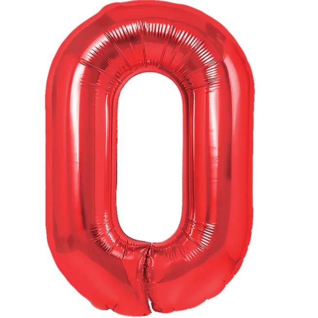 Fém fólia lufi, Számfigura, Születésnapi Motívum 80 cm, Egyedi csomagolás, Szalma mellékelve, Fújható levegővel vagy héliummal, 0-ás szám