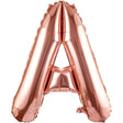 Balon folie metalizată litera A Rose Gold, 100 cm, Vivimall, vedere frontală pe fundal alb