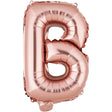 Balon Folie Metalizata Litera B, Vivimall, 40 cm, Umflati cu Heliu sau Aer, Ambalaj Individual, Pai inclus, Rose Gold - vivimall.ro