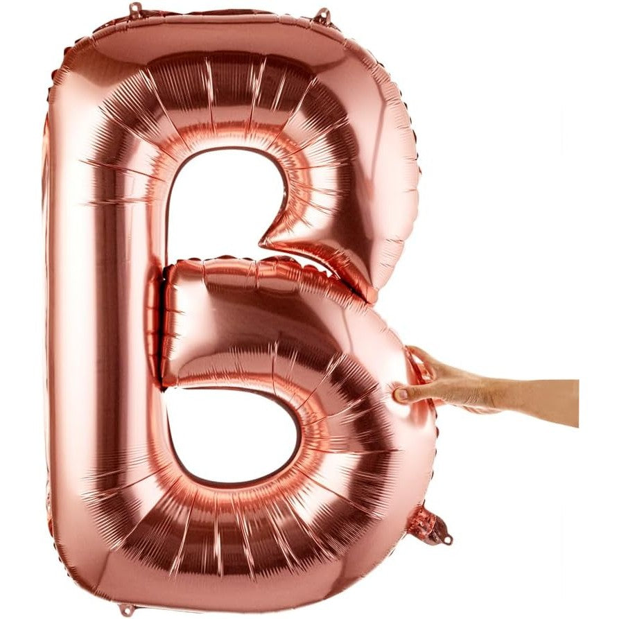 Balon Folie Metalizata Litera B, Vivimall, 100 cm, Umflati cu Heliu sau Aer, Ambalaj Individual, Pai inclus, Rose Gold - vivimall.ro