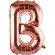 Balon Folie Metalizata Litera B, Vivimall, 100 cm, Umflati cu Heliu sau Aer, Ambalaj Individual, Pai inclus, Rose Gold - vivimall.ro