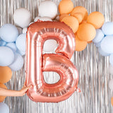 Balon Folie Metalizata Litera B, Vivimall, 80 cm, Umflati cu Heliu sau Aer, Ambalaj Individual, Pai inclus, Rose Gold - vivimall.ro