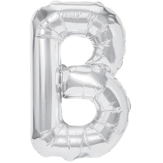 Balon Folie Metalizata Litera B, Vivimall, 80 cm, Umflati cu Heliu sau Aer, Ambalaj Individual, Pai inclus, Argintiu - vivimall.ro