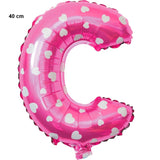 Balon Folie Metalizata Litera C, Vivimall, 40 cm, Cu Imprimeu Inimioare, Umflati cu Heliu sau Aer, Ambalaj Individual, Pai inclus, Roz - vivimall.ro