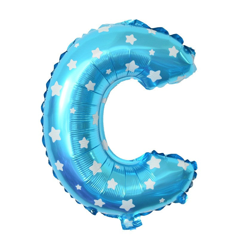 Balon Folie Metalizata Litera C, Vivimall, 40 cm, Cu Imprimeu Stelute, Umflati cu Heliu sau Aer, Ambalaj Individual, Pai inclus, Albastru - vivimall.ro