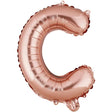 Balon folie metalizată litera C, 40 cm, culoare rose gold, vedere frontală