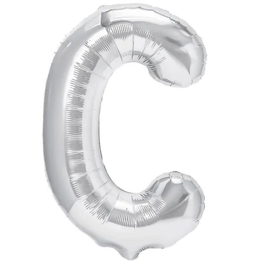 Balon Folie Metalizata Litera C, Vivimall, 80 cm, Umflati cu Heliu sau Aer, Ambalaj Individual, Pai inclus, Argintiu - vivimall.ro