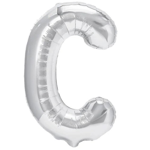 Balon Folie Metalizata Litera C, Vivimall, 80 cm, Umflati cu Heliu sau Aer, Ambalaj Individual, Pai inclus, Argintiu - vivimall.ro