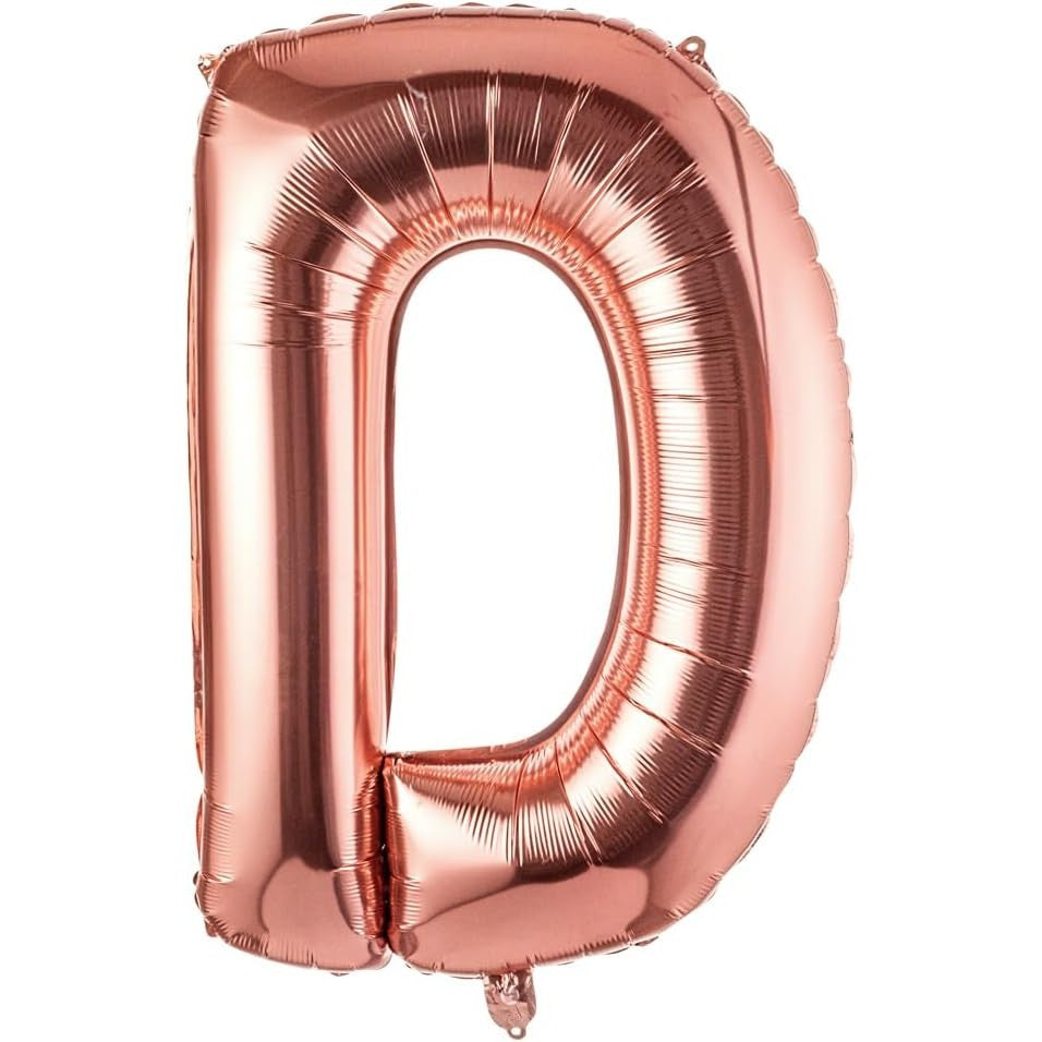 Balon Folie Metalizata Litera D, Vivimall, 100 cm, Umflati cu Heliu sau Aer, Ambalaj Individual, Pai inclus, Rose Gold - vivimall.ro