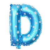 Balon Folie Metalizata Litera D, Vivimall, 40 cm, Cu Imprimeu Stelute, Umflati cu Heliu sau Aer, Ambalaj Individual, Pai inclus, Albastru - vivimall.ro