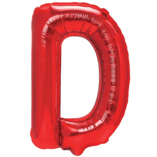 Balon Folie Metalizata Litera D, Vivimall, 40 cm, Umflati cu Heliu sau Aer, Ambalaj Individual, Pai inclus, Rosu - vivimall.ro