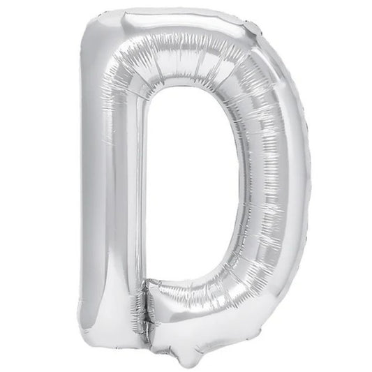 Balon Folie Metalizata Litera D, Vivimall, 80 cm, Umflati cu Heliu sau Aer, Ambalaj Individual, Pai inclus, Argintiu - vivimall.ro
